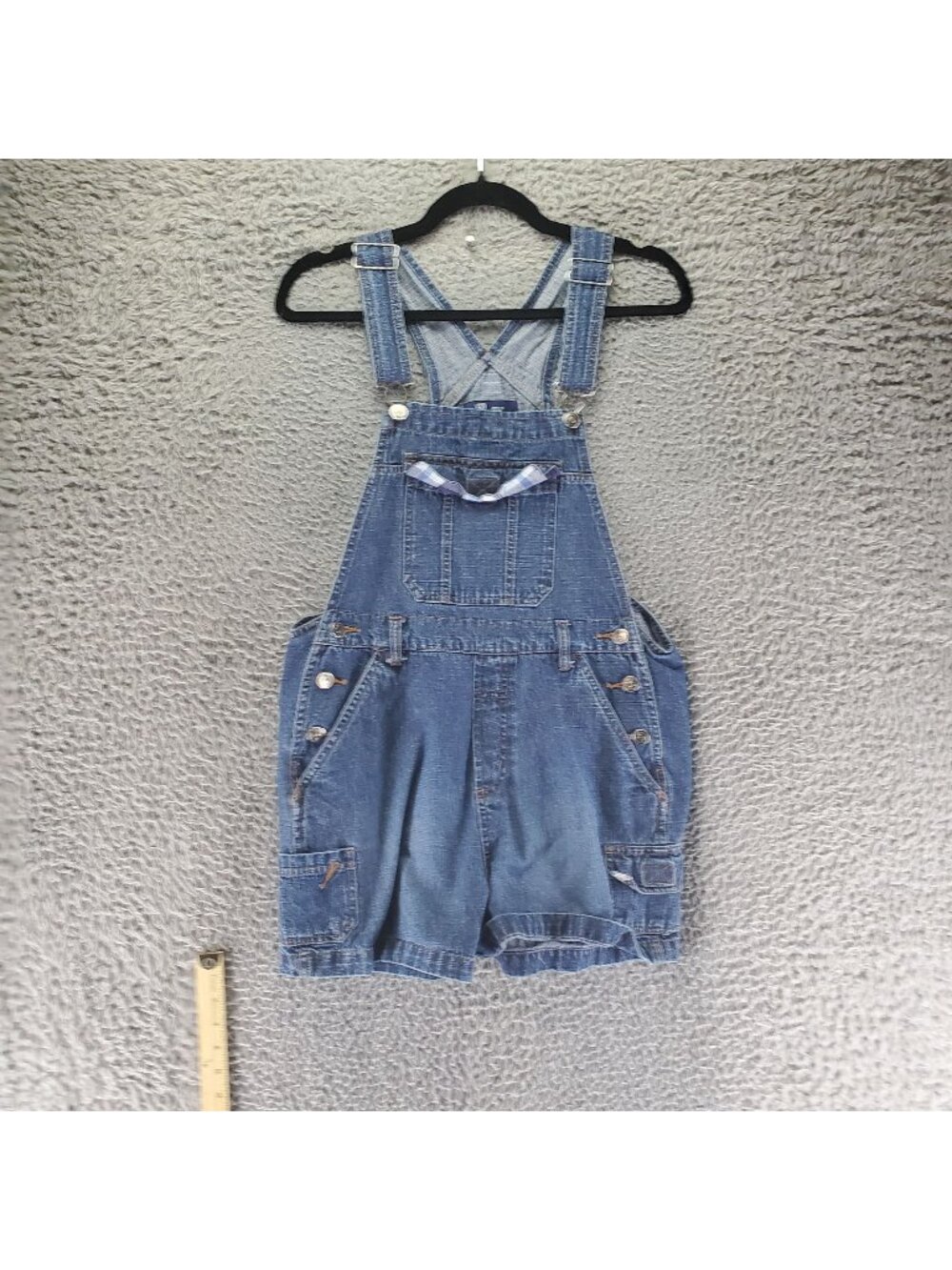 So Overalls Womens Large Blue 100% Cotton Adjustable Straps Shortalls *Read*